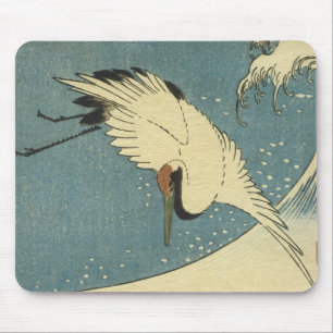 Crane and Wave, Hiroshige Mousepad Muismat