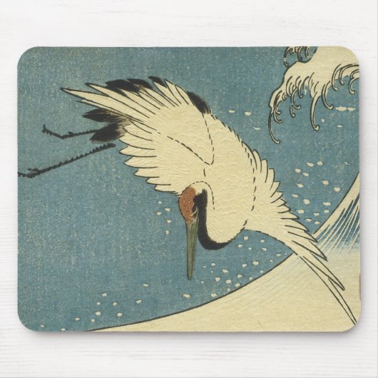 Crane and Wave, Hiroshige Mousepad Muismat (Voorkant)