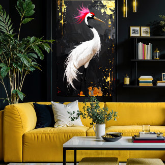 Crane Art  - Contemporary Asian‑Inspired Design Foto Afdruk