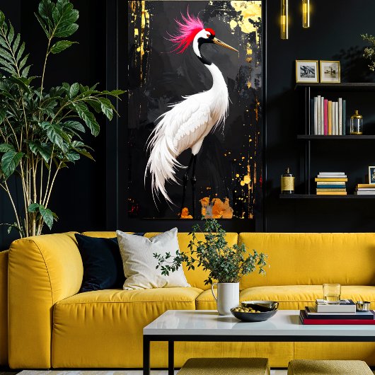 Crane Art  - Contemporary Asian‑Inspired Design Foto Afdruk