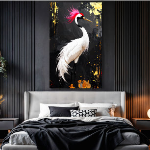 Crane Art - Hedendaagse Aziatisch-Geïnspireerde Vo Canvas Afdruk
