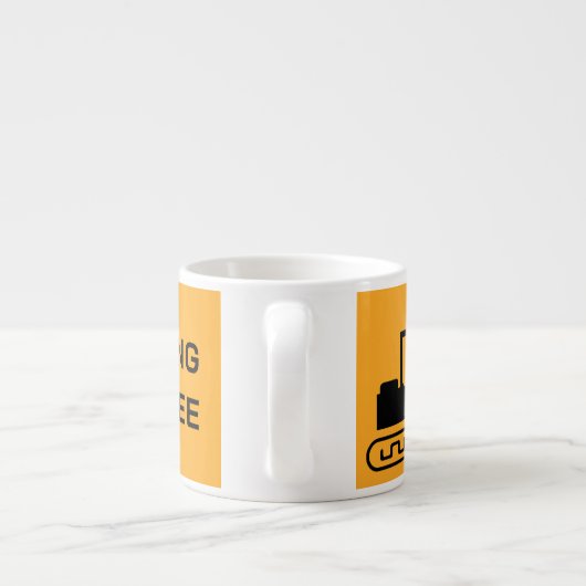 Crane Backhoe, Yellow Black, Worker  Espresso Kop (Achterkant)