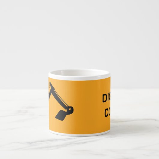 Crane Backhoe, Yellow Black, Worker  Espresso Kop (Voorkant)