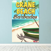 Crane Beach Barbados vakantieposter Canvas Afdruk (Insitu (Houten vloer))