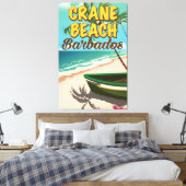 Crane Beach Barbados vakantieposter Canvas Afdruk (Insitu (Slaapkamer))