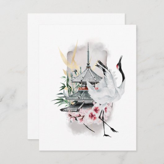 Crane Bird Japanese Artwork (Voorkant / Achterkant)