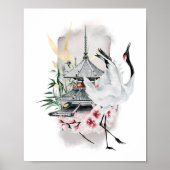 Crane Bird Japanese Artwork Poster (Voorkant)