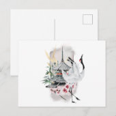 Crane Bird Japanese Artwork Uitnodiging Briefkaart (Voorkant / Achterkant)