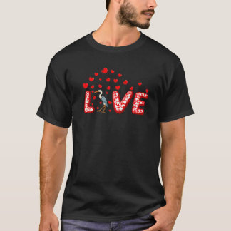 Crane Bird Lover Funny Hearts Love Crane Valentijn T-shirt