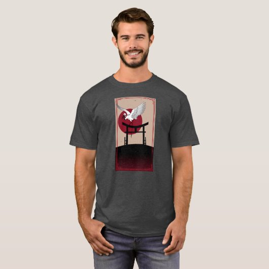 Crane Bird Retro 90 Style Japans T-shirt (Voorkant volledig)