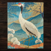 Crane Bird with Mountains and Fall Trees Japanese Legpuzzel