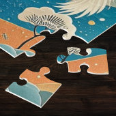Crane Bird with Mountains and Fall Trees Japanese Legpuzzel