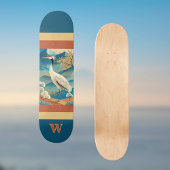 Crane Bird with Mountains and Fall Trees Japanese Persoonlijk Skateboard
