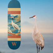 Crane Bird with Mountains and Fall Trees Japanese Persoonlijk Skateboard