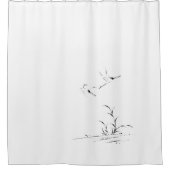 Crane Birds Bamboo Wildlife Asian Showgordijn Douchegordijn (Voorkant)