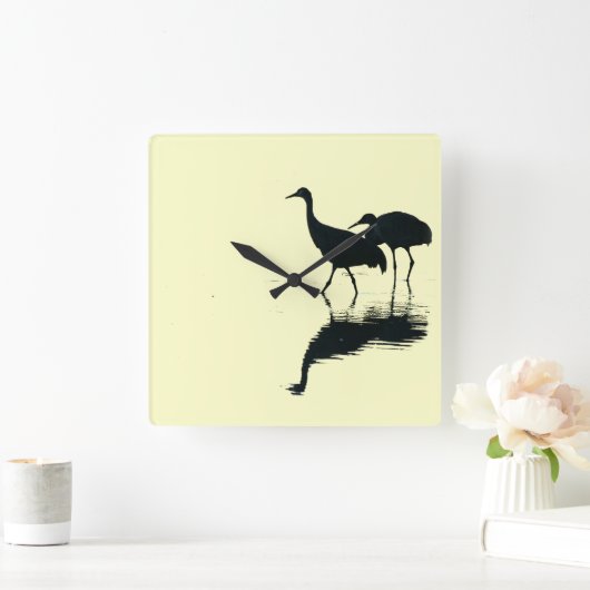 Crane Birds Wall Clock Vierkante Klok (Huis)