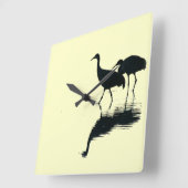 Crane Birds Wall Clock Vierkante Klok (Hoek)