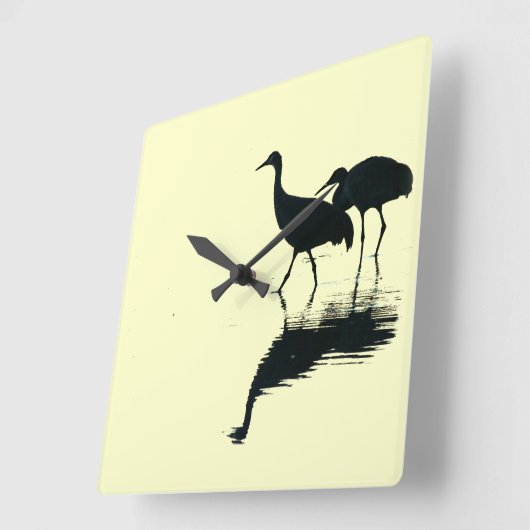 Crane Birds Wall Clock Vierkante Klok (Hoek)