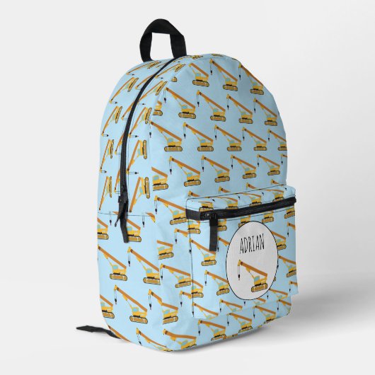 Crane Construction Truck — Aangepaste naam Bedrukte Rugzak (Achterkant Hoek Links)