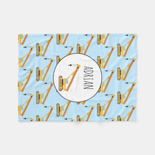 Crane Construction Truck — Aangepaste naam Fleece Deken (Voorkant (Horizontaal))