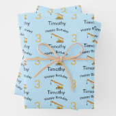 Crane Construction Truck Custom Name & Age Inpakpapier Vel (In situ)