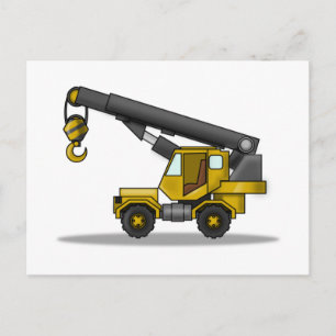 Crane Construction Vehicle voor gele en zwarte Car Briefkaart