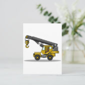 Crane Construction Vehicle voor gele en zwarte Car Briefkaart (Staand voorkant)