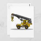 Crane Construction Vehicle voor gele en zwarte Car Briefkaart (Voorkant / Achterkant)