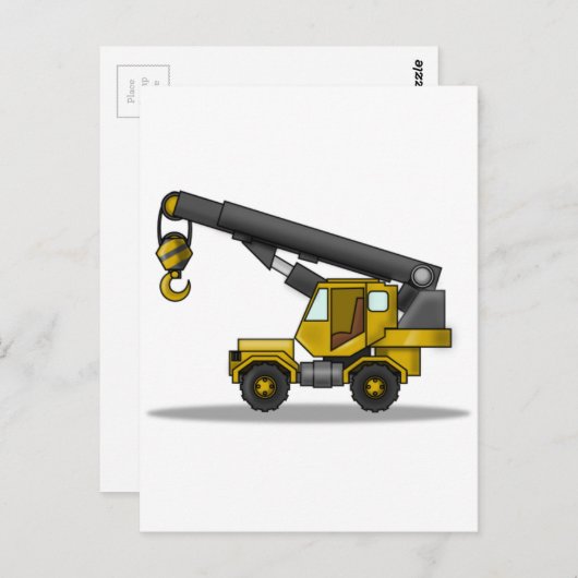 Crane Construction Vehicle voor gele en zwarte Car Briefkaart (Voorkant / Achterkant)