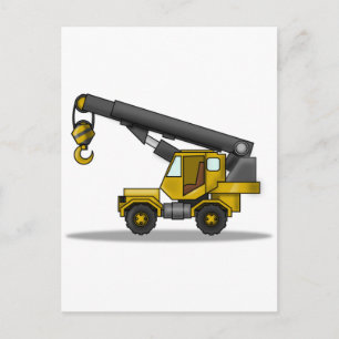 Crane Construction Vehicle voor gele en zwarte Car Briefkaart