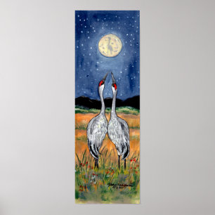 Crane Couple die Moon Poster Navy Stars Night volg