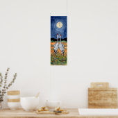 Crane Couple Watching Moon Poster Navy Stars Night (Keuken)