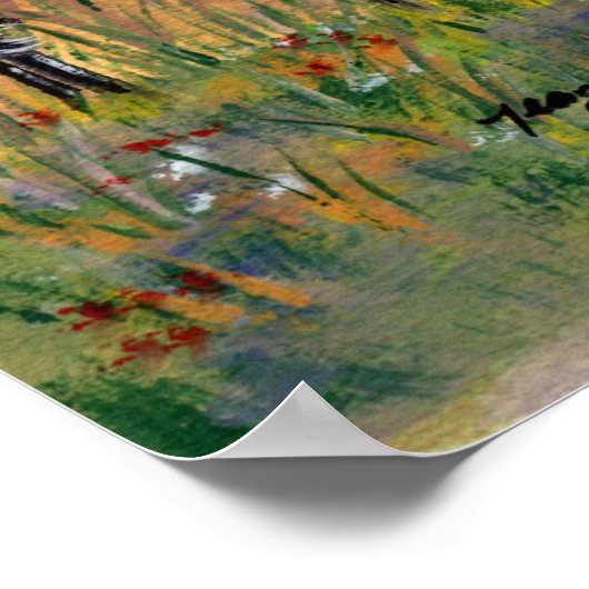 Crane Couple Watching Moon Poster Navy Stars Night (Hoek)