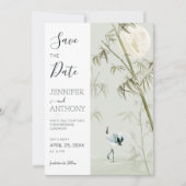 Crane en Bamboe Plant Save The Date (Voorkant)