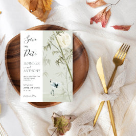 Crane en Bamboe Plant Save The Date