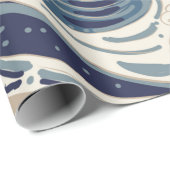 Crane en Japanse golfillustratie. Traditioneel Cadeaupapier (Rol Hoek)