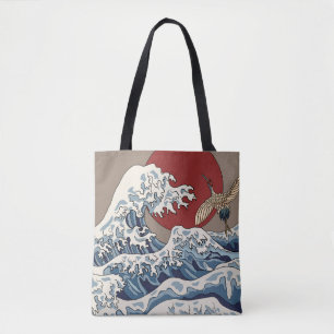 Crane en Japanse golfillustratie Traditionele C Tote Bag
