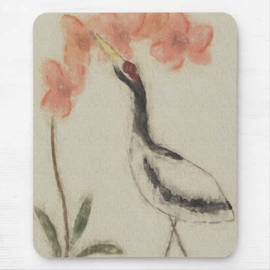Crane en Orchid Mousepad Muismat (Voorkant)