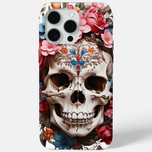 💀 Crâne Fleuri Elegant 🌸 Case-Mate iPhone Case (Achterkant)