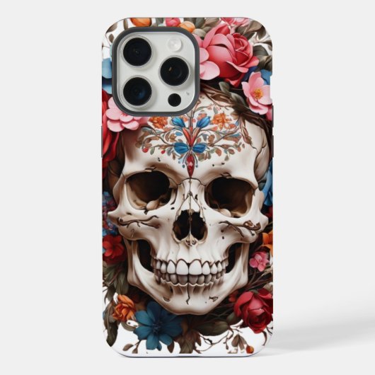 💀 Crâne Fleuri Elegant 🌸 iPhone Hoesje (Achterkant)