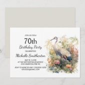 Crane Leaves Foliage Floral 70th Birthday Kaart (Voorkant / Achterkant)