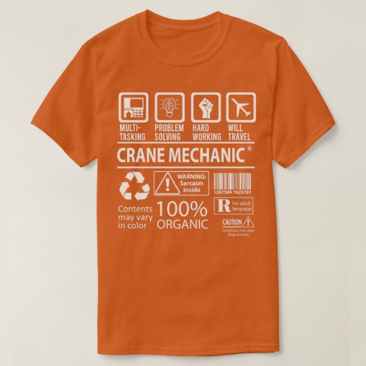 Crane Mechanic MultiTasking Certified Job Gift Ite T-shirt (Design voorkant)