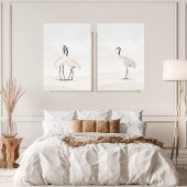 Crane Minimalist Aesthetic White Beige B-2 Poster