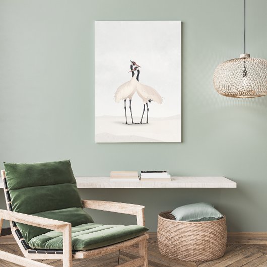 Crane Minimalist Aesthetic White Beige B-3 Poster