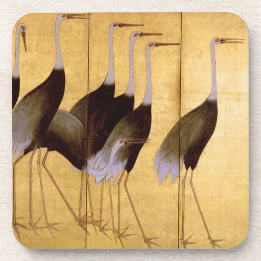 Crane, Ogata Korin Japanse Fine Art Drankjes Onderzetter (Voorkant)