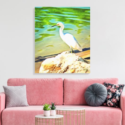 Crane on the Mismaloya River 0335 Art Canvas Afdruk (Insitu (Woonkamer))
