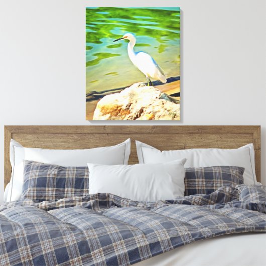 Crane on the Mismaloya River 0335 Art Canvas Afdruk (Insitu (Slaapkamer))