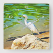 Crane on the Mismaloya River 0335 Vierkante Klok (Voorkant)