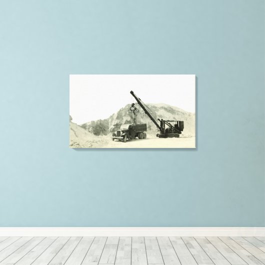 Crane Operator Crane Loading Truck antiek Canvas Afdruk (Insitu (Houten vloer))