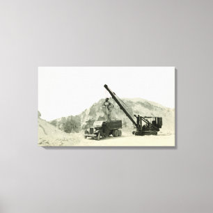 Crane Operator Crane Loading Truck antiek Canvas Afdruk